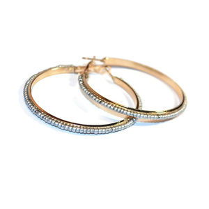 Gold Hoop Earrings Silver Seed Bead Earrings